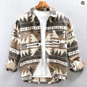 Southwestern Aztec Tribal Pattern | Portuguese Brushed Flannel Shirt | Men’s S
